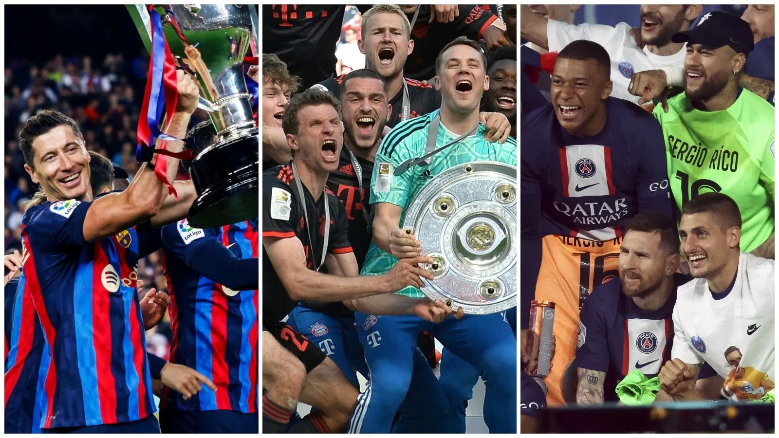 The champions, European qualifiers and relegated sides from Europe’s 10 biggest leagues…